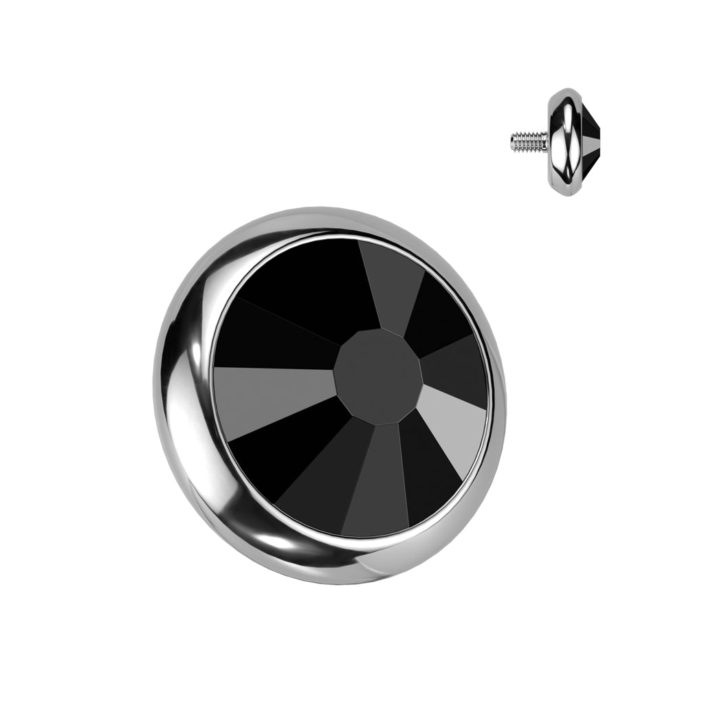 Implant Grade Titanium Internally Threaded Flat Bezel Set Crystal Top